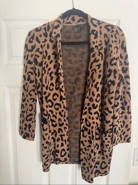 J Crew Leopard Print Sweater Blazer - Black & Tan XXS